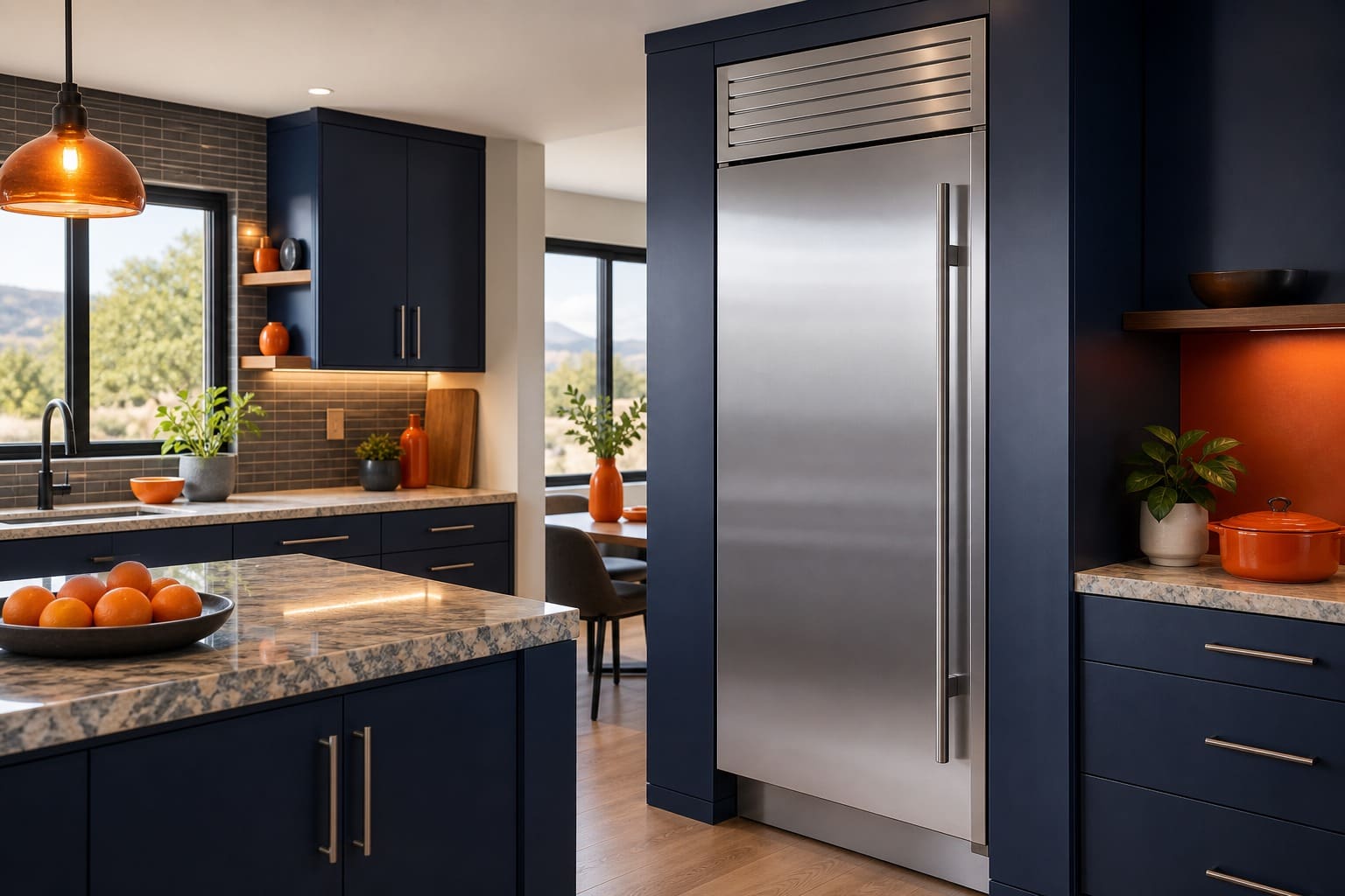GE Monogram built-in stainless appliances in a Concord kitchen serviced by an independent technician