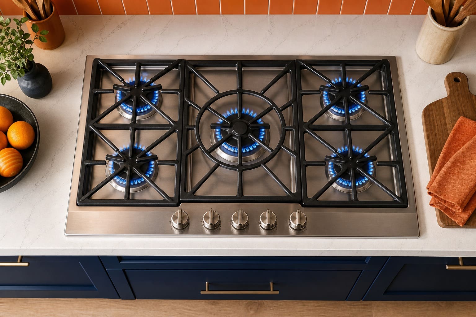Thermador cooktop and built-in appliances in a Concord kitchen serviced by Sub-Zero Concord Appliance Repair